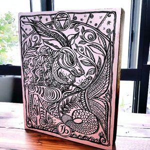 Capricorn Wooden Color Book Box Sign by Primitives By Kathy